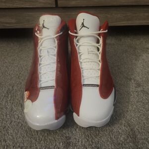 Jordan Red and White High-Top Sneakers